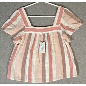 NWT Rails Womens‎ Size Small Top Savon Cheyanne Stripe MSRP $138 Pink Gauze